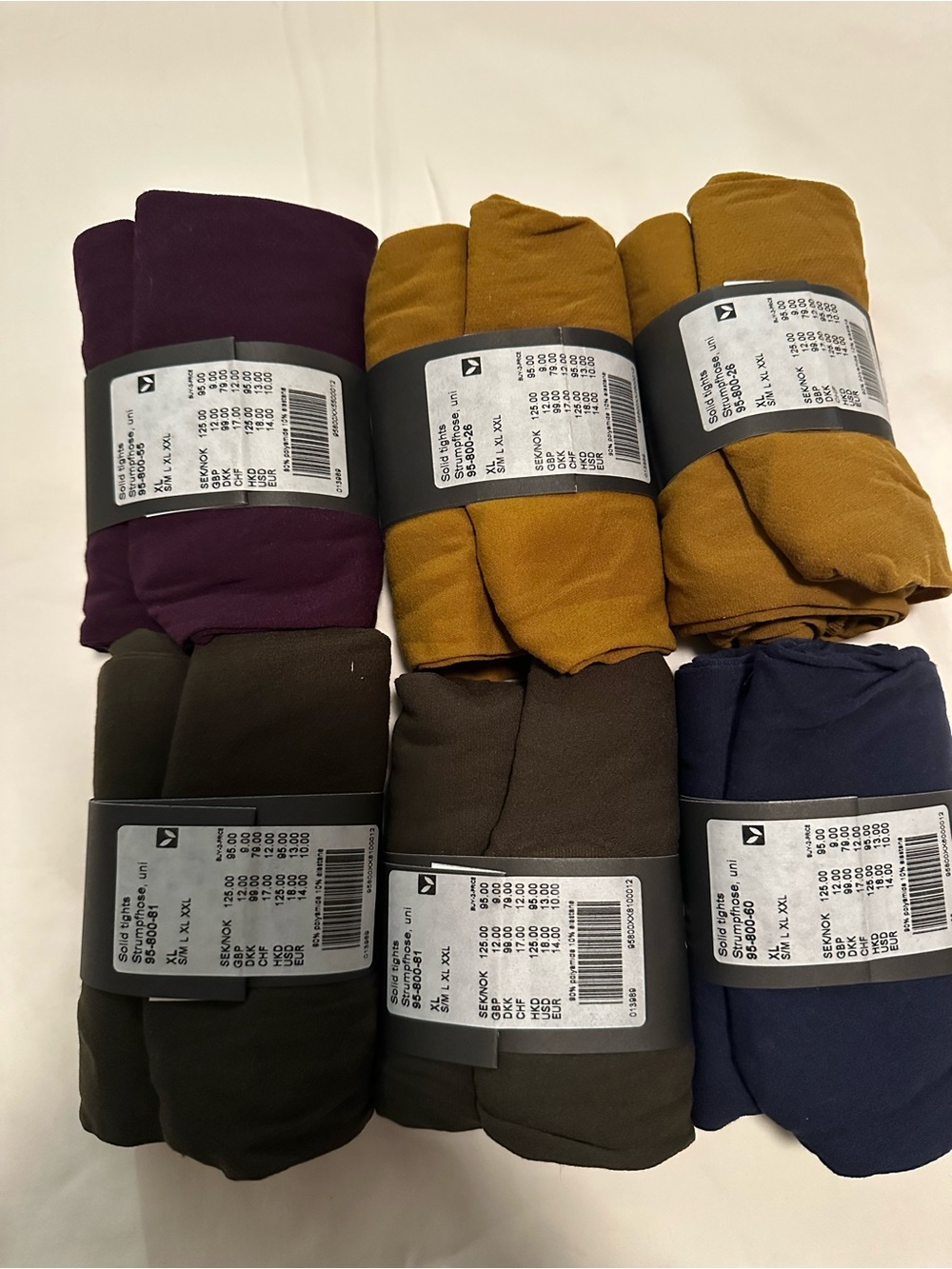 Gudrun Sjoden Tights Pack - Mustard, Purple, Olive, Brown, Navy